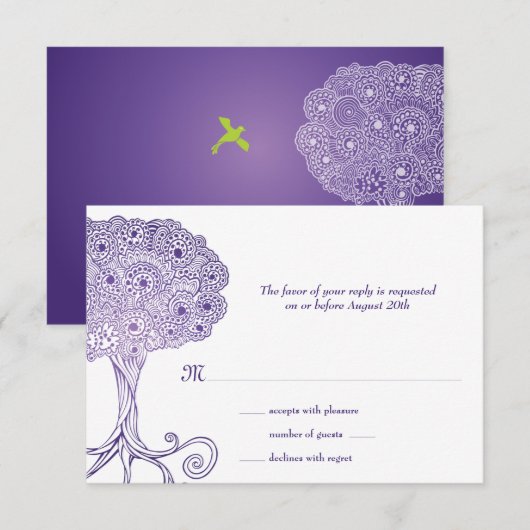 boom van het Paarse Leven: Mitzvah RSVP (Voorkant / Achterkant)