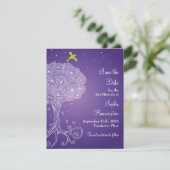 Boom van het Paarse Leven Mitzvah sparen de Datum Save The Date (Staand voorkant)