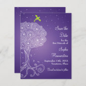 Boom van het Paarse Leven Mitzvah sparen de Datum Save The Date (Voorkant / Achterkant)