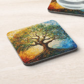 Boom van Kennis - olieverfschilderij Bier Onderzetter (Linkerzijde)