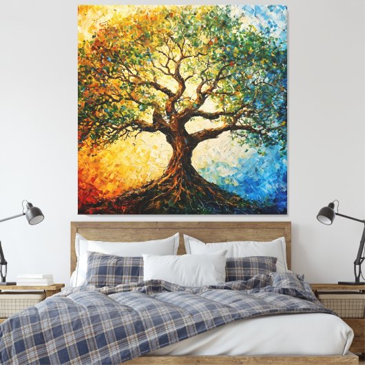 Boom van Kennis - olieverfschilderij Canvas Afdruk (Insitu (Slaapkamer))