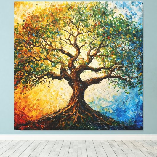 Boom van Kennis - olieverfschilderij Canvas Afdruk (Insitu (Houten vloer))