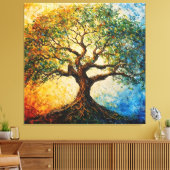 Boom van Kennis - olieverfschilderij Canvas Afdruk (Insitu (Woonkamer))