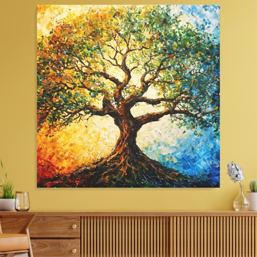 Boom van Kennis - olieverfschilderij Canvas Afdruk (Insitu (Woonkamer))