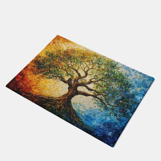 Boom van Kennis - olieverfschilderij Deurmat (Schuin)