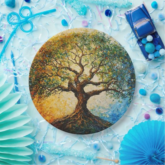 Boom van Kennis - olieverfschilderij Papieren Bordje (Feest)