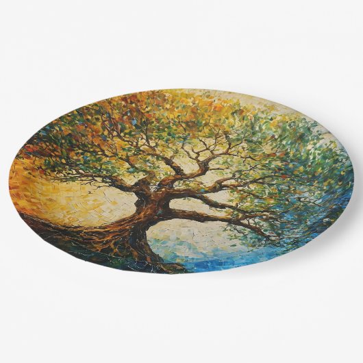 Boom van Kennis - olieverfschilderij Papieren Bordje (Gekanteld)