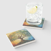 Boom van Kennis - olieverfschilderij Stenen Onderzetter (Zijkant)