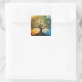 Boom van Kennis - olieverfschilderij Vierkante Sticker (Tas)