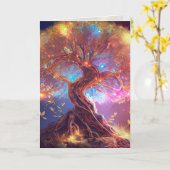 Boom van Leven en Liefde Grafische Kunstkaart Kaart (Gele Bloem)