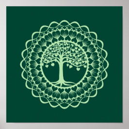 Boom van leven (groen) Mandala afdrukken Poster