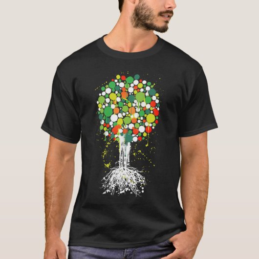 Boom van leven Groen T-shirt (Man) - op zwart (Voorkant)