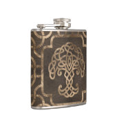 Boom van leven - Yggdrasil op Keltisch Patroon Heupfles (Rechts)