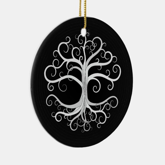 Boom van leven zwart-wit keramisch ornament (Rechts)