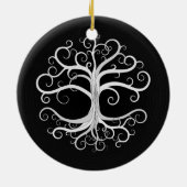 Boom van leven zwart-wit keramisch ornament (Achterkant)