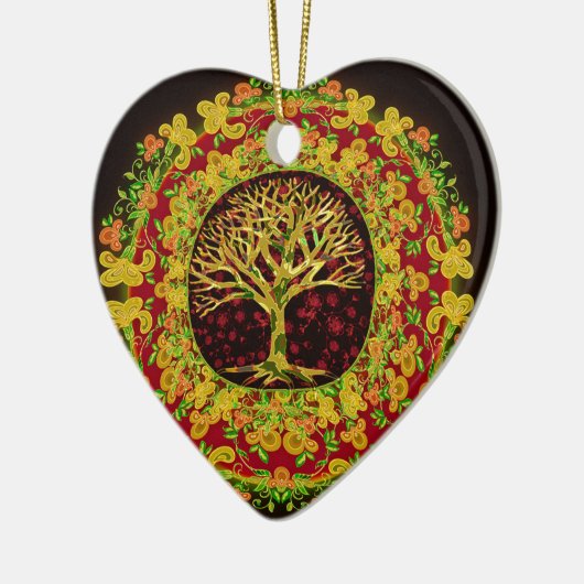 Boom van levensconstante verandering keramisch ornament (Links)
