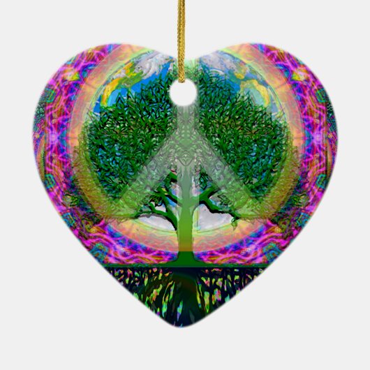 Boom van levenseenheid en vrede keramisch ornament (Achterkant)