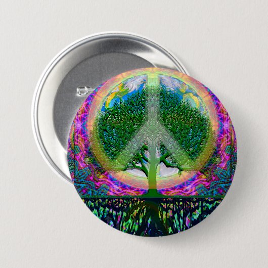 Boom van levenseenheid en vrede ronde button 7,6 cm (Voorkant /achterkant)
