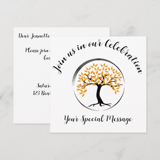 Boom van levenseinde-van-behandeling partijuitnodi kaart (Voorkant / Achterkant)