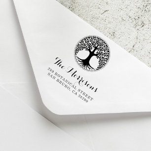 Boom van levensfamilienaam Script Return Address Rubberstempel