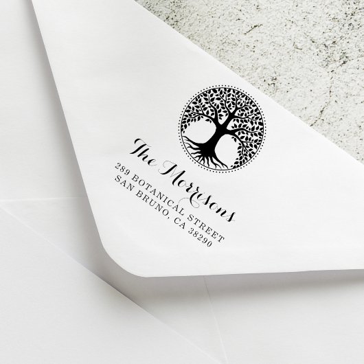 Boom van levensfamilienaam Script Return Address Rubberstempel