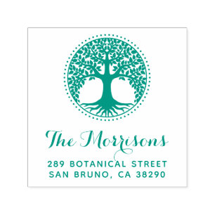 Boom van levensfamilienaam Script Return Address Zelfinktende Stempel