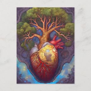 Boom van levenskunst, surrealistische Natuur kunst Briefkaart