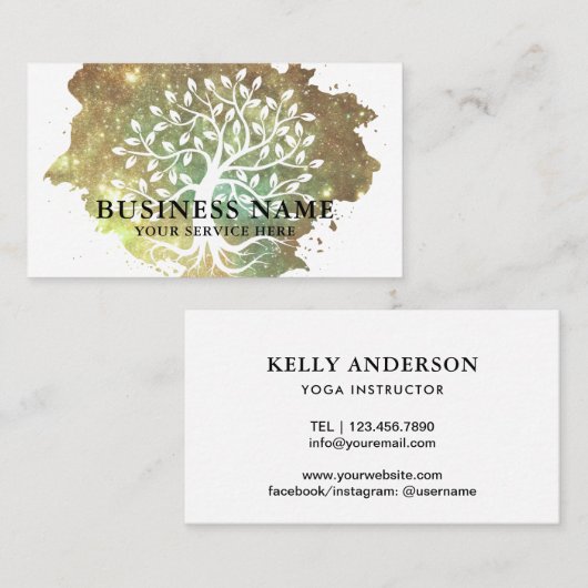 Boom van levenslange gezondheidspa holografisch gl visitekaartje (Voorkant / Achterkant)