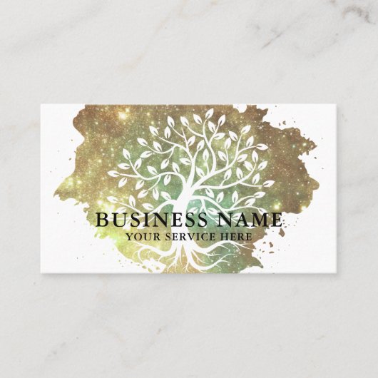 Boom van levenslange gezondheidspa holografisch gl visitekaartje (Voorkant)