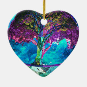 Boom van levensmedailles keramisch ornament