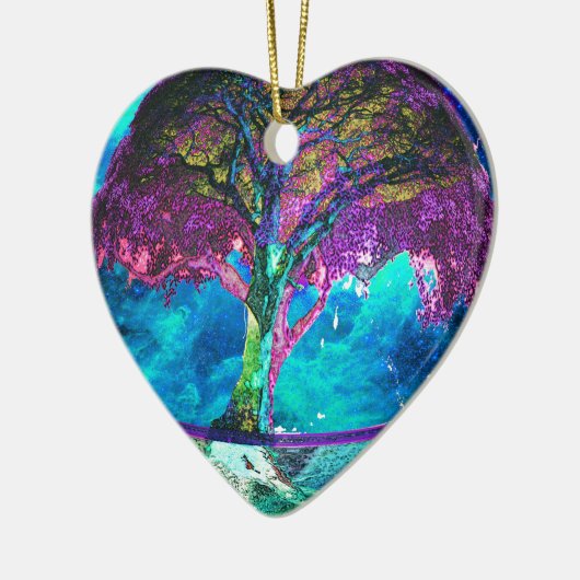 Boom van levensmedailles keramisch ornament (Links)