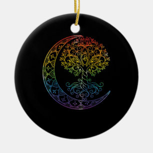Boom van levensmiddelencresent Moon Phases Mandala Keramisch Ornament