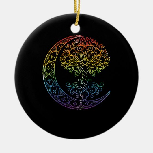 Boom van levensmiddelencresent Moon Phases Mandala Keramisch Ornament (Voorkant)
