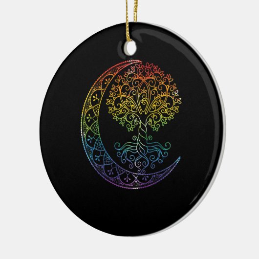 Boom van levensmiddelencresent Moon Phases Mandala Keramisch Ornament (Links)