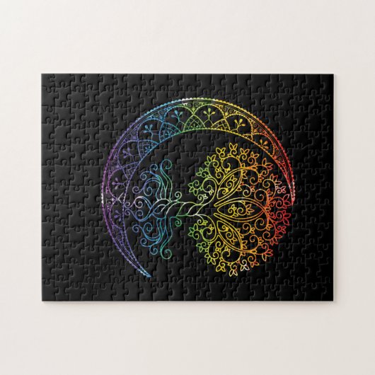 Boom van levensmiddelencresent Moon Phases Mandala Legpuzzel (Horizontaal)