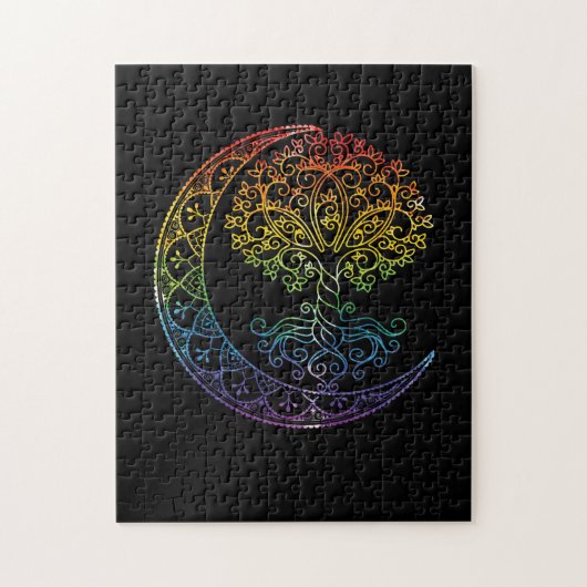 Boom van levensmiddelencresent Moon Phases Mandala Legpuzzel (Verticaal)