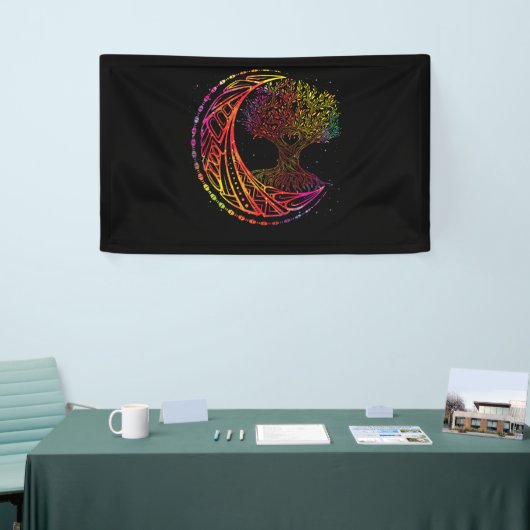 Boom van levensmiddelencresent Moon Phases Mandala Spandoek (Beurs)