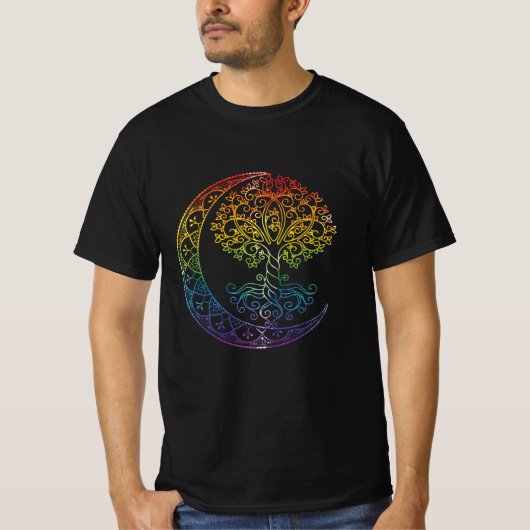 Boom van levensmiddelencresent Moon Phases Mandala T-shirt (Voorkant)