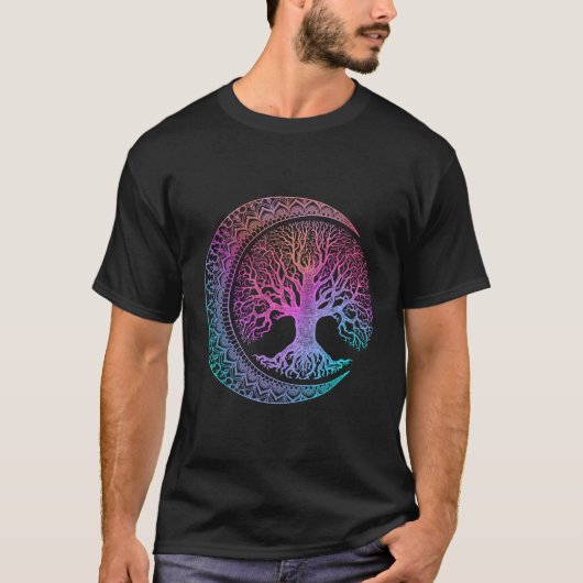 Boom van levensmiddelencresent Moon Phases Mandala T-shirt (Voorkant)