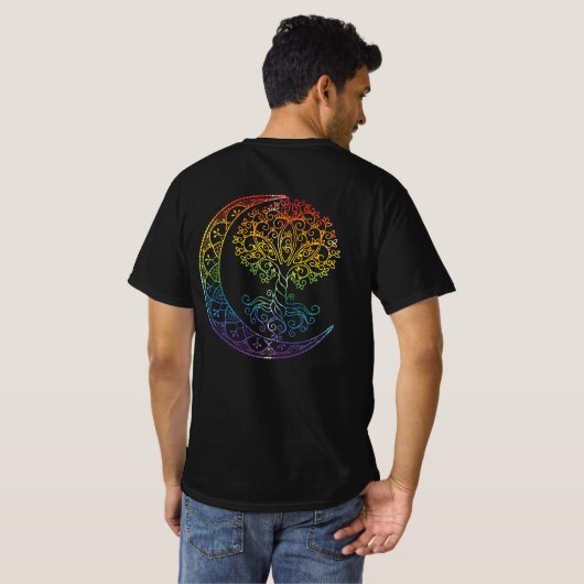 Boom van levensmiddelencresent Moon Phases Mandala T-shirt (Achterkant volledig)