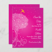 Boom van levensroze bank Mitzvah sparen de datum Save The Date (Voorkant / Achterkant)