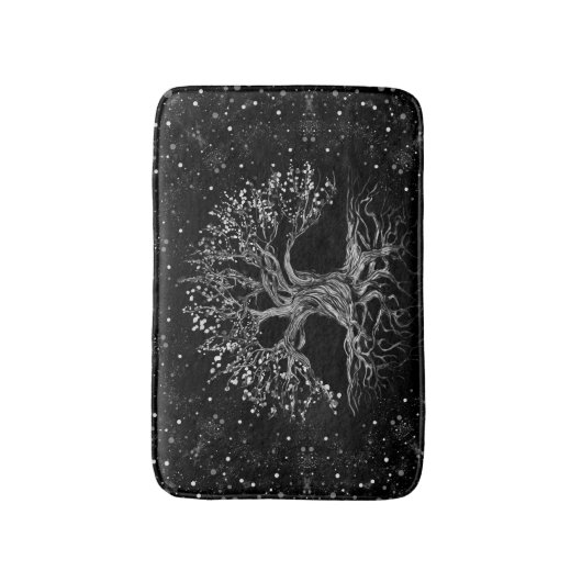 Boom van levenstekening zwart-wit badmat (Voorkant Verticaal)