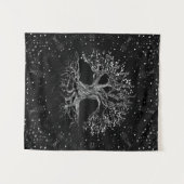 Boom van levenstekening zwart-wit wandkleed (Voorkant (horizontaal))