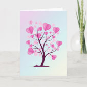 Boom van Liefde Boom van Harten Roze Pastel Aquare Kaart (Voorkant)