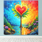 Boom van liefde en levensontwerp canvas afdruk (Insitu (Houten vloer))