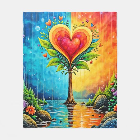 Boom van liefde en levensontwerp fleece deken (Voorkant)