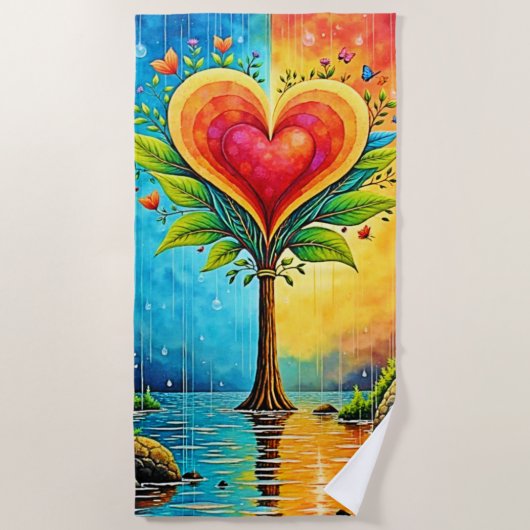 Boom van liefde en levensontwerp strandlaken (Voorkant)