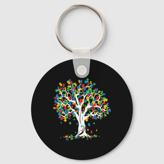 Boom van LIFE Autism Awareness Month Fun ASD Suppo Sleutelhanger (Voorkant)