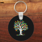 Boom van LIFE Autism Awareness Month Fun ASD Suppo Sleutelhanger (Voorkant)