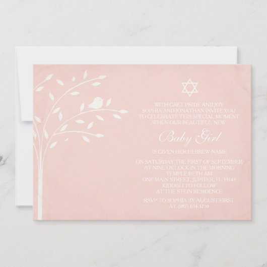 Boom van Life Baby Girl Naming Day Invite Kaart (Voorkant)